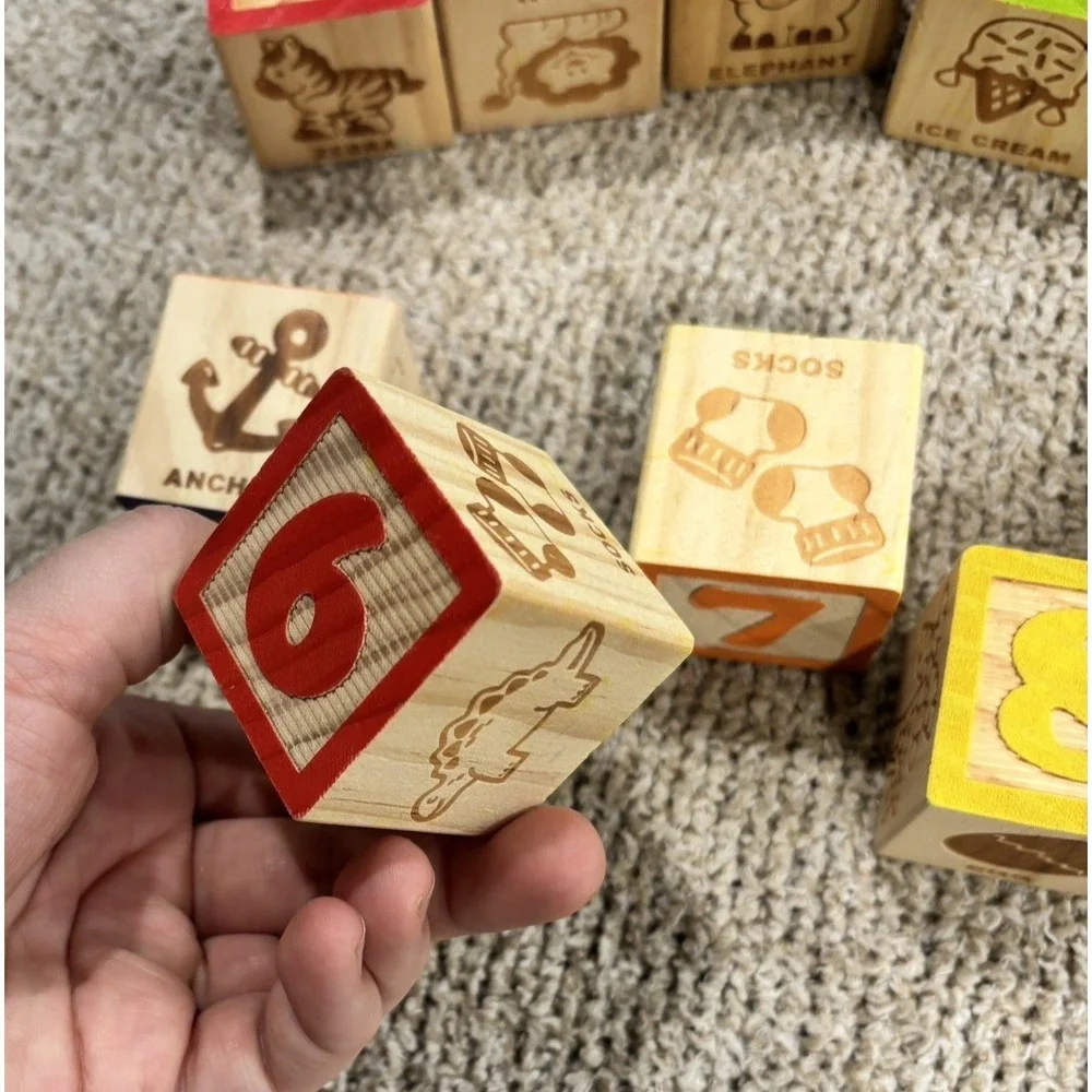 Number And Math Sign Alphabet Building Wood Blocks Learning Toy‎ Homeschool